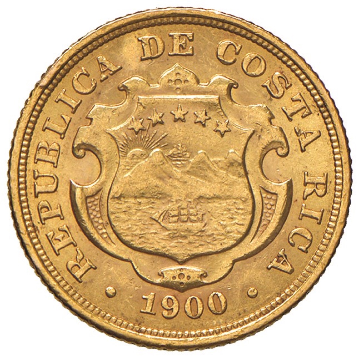 COSTA RICA. Repubblica - 10 Colones 1900. Friedb.20. ORO, gr.7,78. BB/SPL - - Image 2 of 2