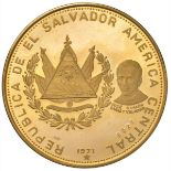 EL SALVADOR. Repubblica - 200 colones 1971. Friedb. 6. ORO, gr. 23,55. FDC -