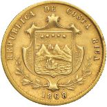 COSTA RICA. Repubblica - 2 pesos 1868. Friedb. 14. ORO, gr.2,80. Da incastonatura? -