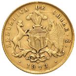 CILE. Repubblica - 2 pesos 1873. Friedb. 47. ORO, gr.2,84. BB -