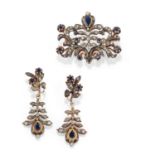 A silver, 18K yellow gold, sapphire and diamond demi parure - A silver, 18K yellow [...]