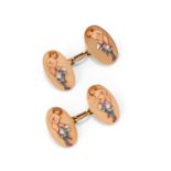 A 9K yellow gold and enamel cufflinks, first half of 20th Century - A 9K yellow gold [...]