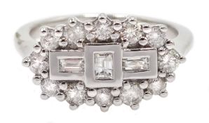 18ct white gold and diamond cluster ring, diamond total weight 0.75 carat