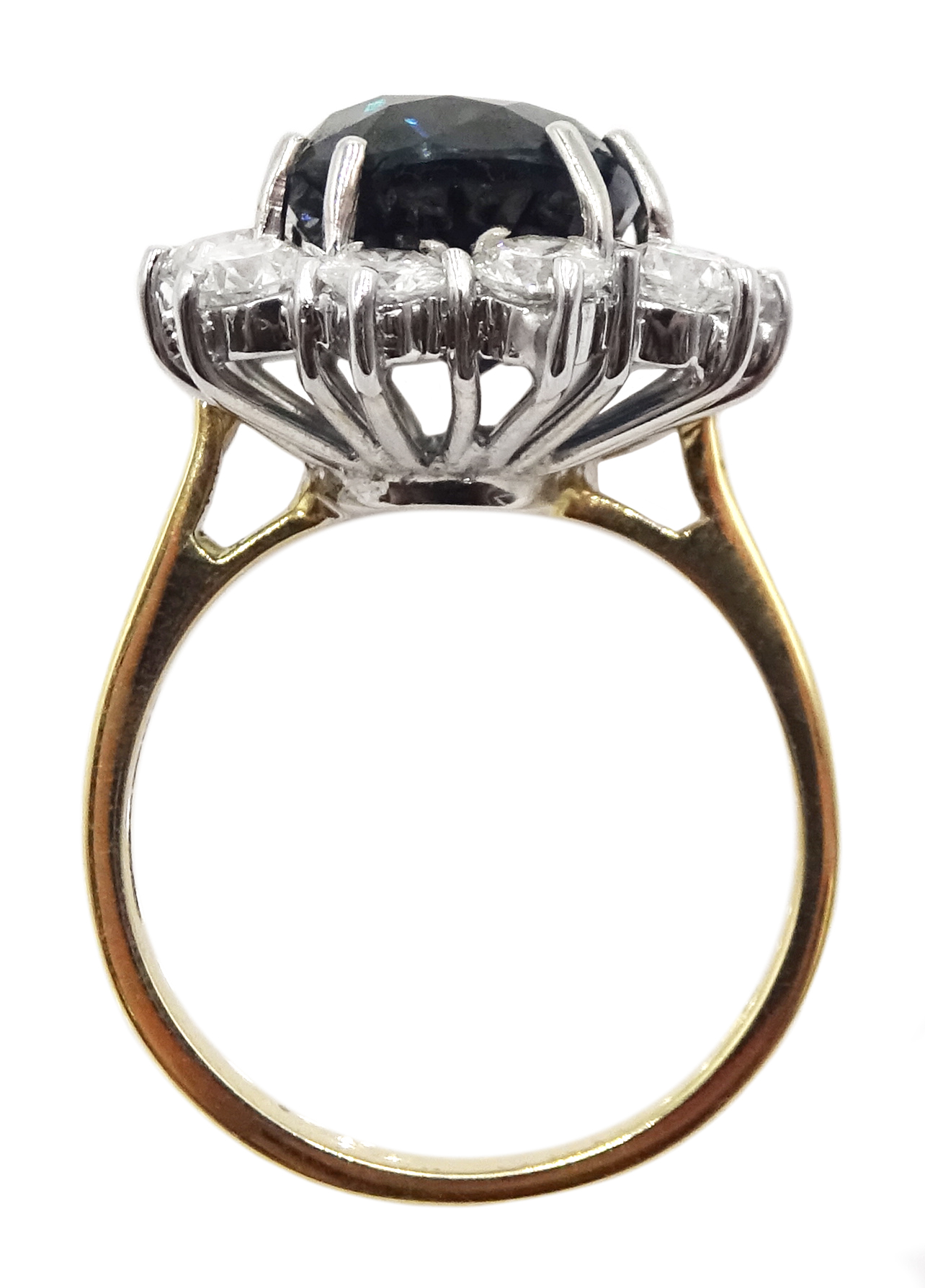 18ct gold, diamond and untreated sapphire cluster ring, sapphire 7.26 carat - Image 6 of 10