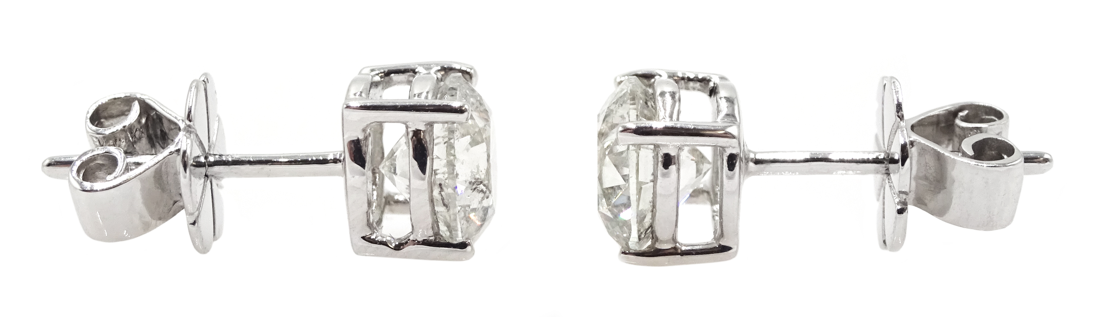 Pair of 18ct white gold diamond stud earrings, diamond total weight approx 1.70 carat - Image 2 of 3