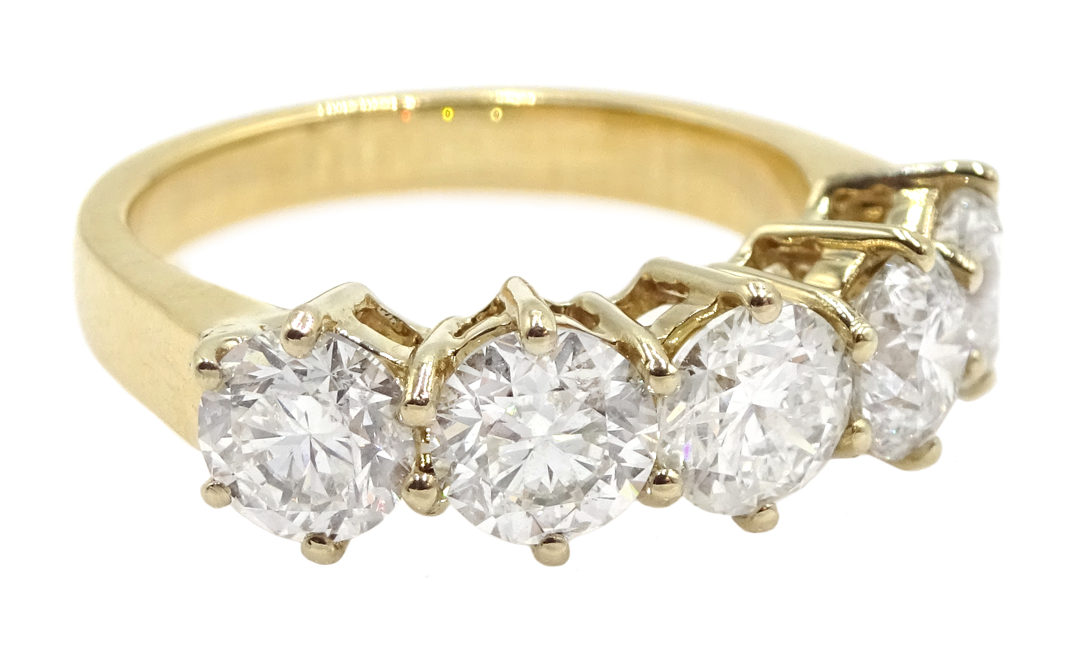 18ct gold and five stone diamond ring, diamond total weight approx 2.60 carat - Image 3 of 6