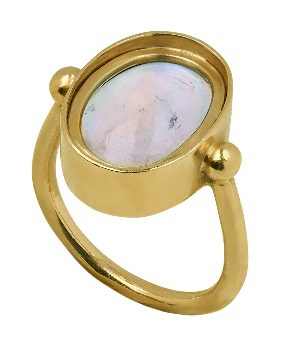 18ct gold oval cabochon rainbow moonstone ring, hallmarked - Image 4 of 4