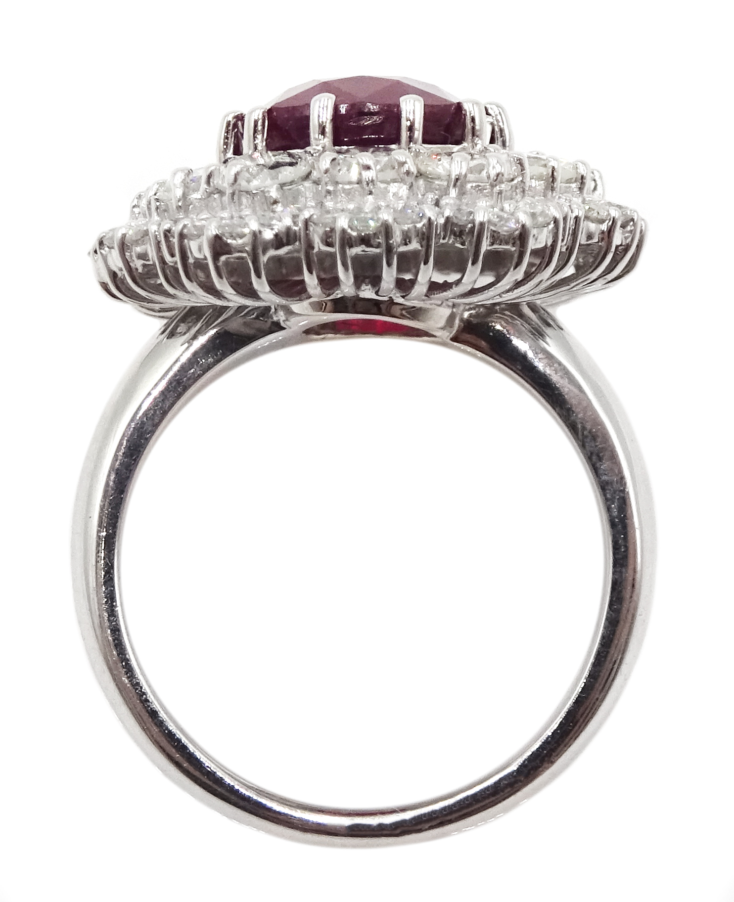 14ct white gold, ruby and diamond ring, ruby (treated) total weight approx 5.70 carat - Image 3 of 6