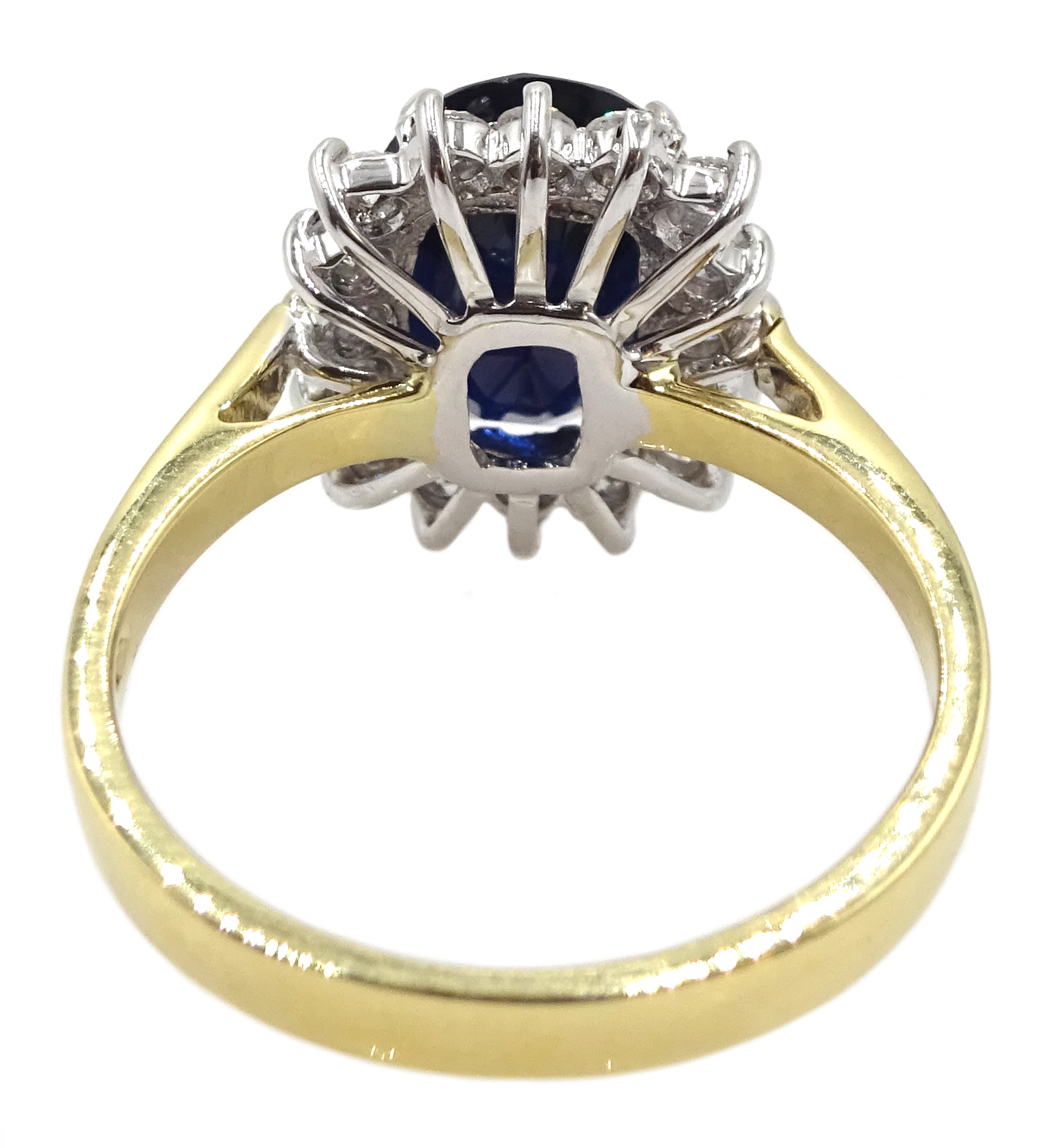 18ct gold sapphire and diamond cluster ring, sapphire total weight approx 3.30 carat, diamond - Image 5 of 5
