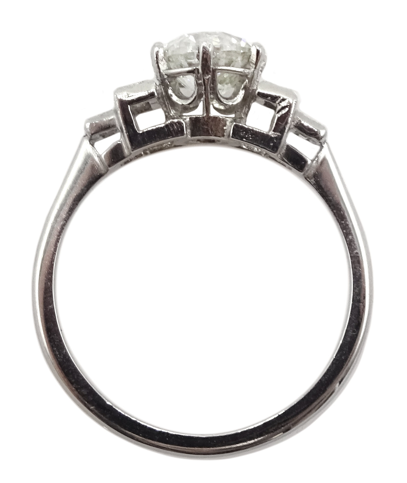 Art Deco style platinum ring set with central old cut diamond and diamonds to shoulders, central di - Image 5 of 6