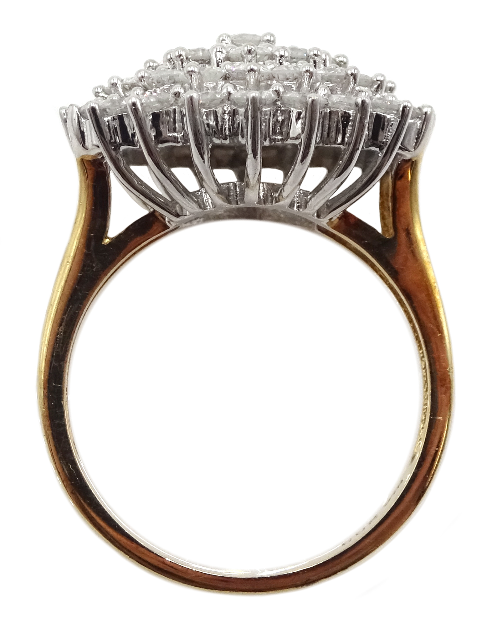 9ct gold cluster ring set with diamonds, diamond total weight approx 2.00 carat - Image 6 of 7