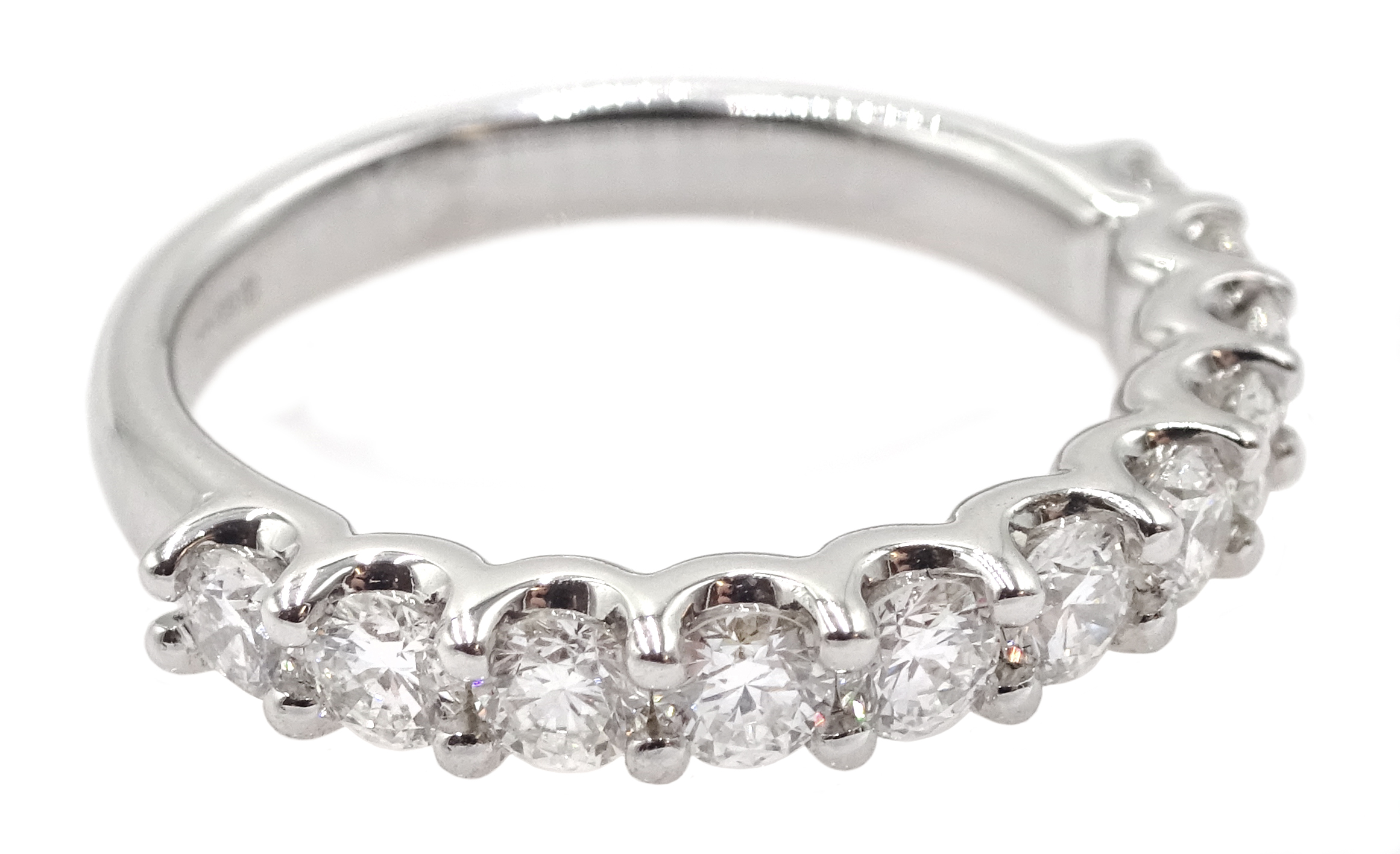 18ct white gold eleven stone diamond ring, diamond total weight approx 1.00 carat - Image 2 of 5