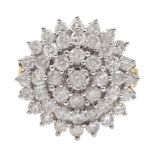 9ct gold cluster ring set with diamonds, diamond total weight approx 2.00 carat