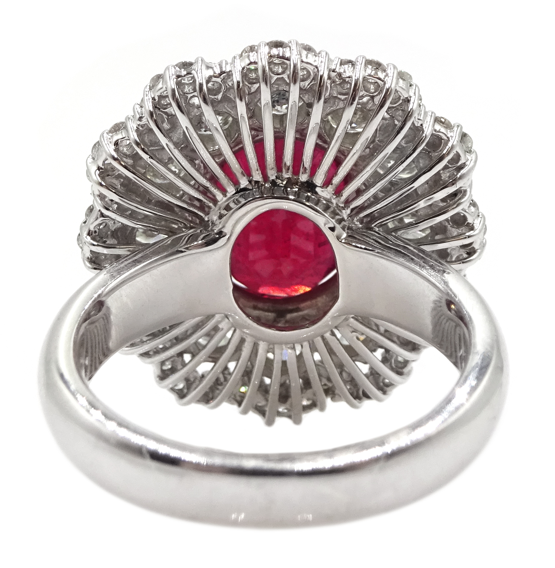 14ct white gold, ruby and diamond ring, ruby (treated) total weight approx 5.70 carat - Image 4 of 6