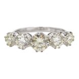 18ct white gold five stone graduating diamond ring, diamond total weight approx 1.90 carat