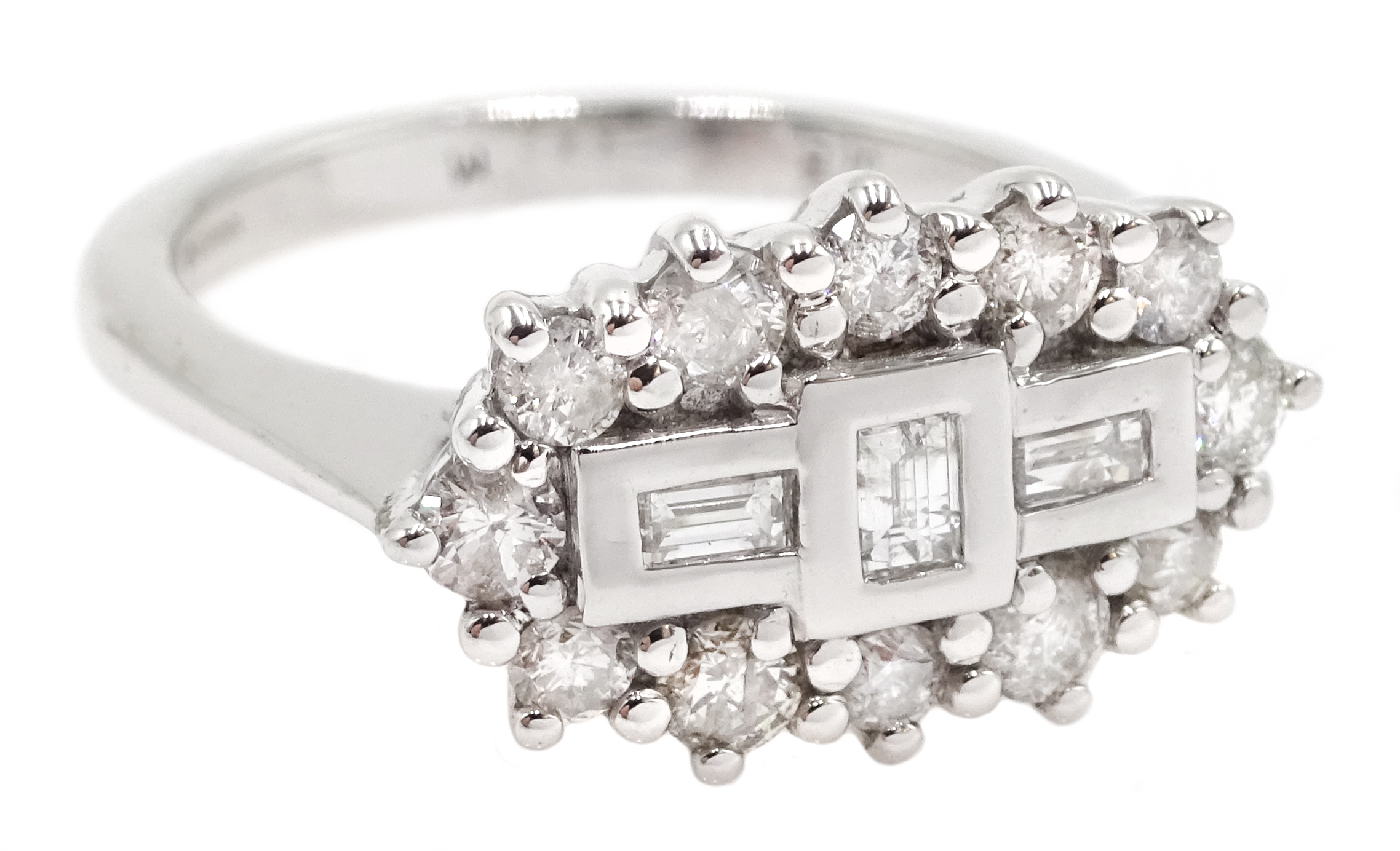 18ct white gold and diamond cluster ring, diamond total weight 0.75 carat - Image 3 of 6