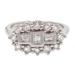 18ct white gold and diamond cluster ring, diamond total weight 0.75 carat