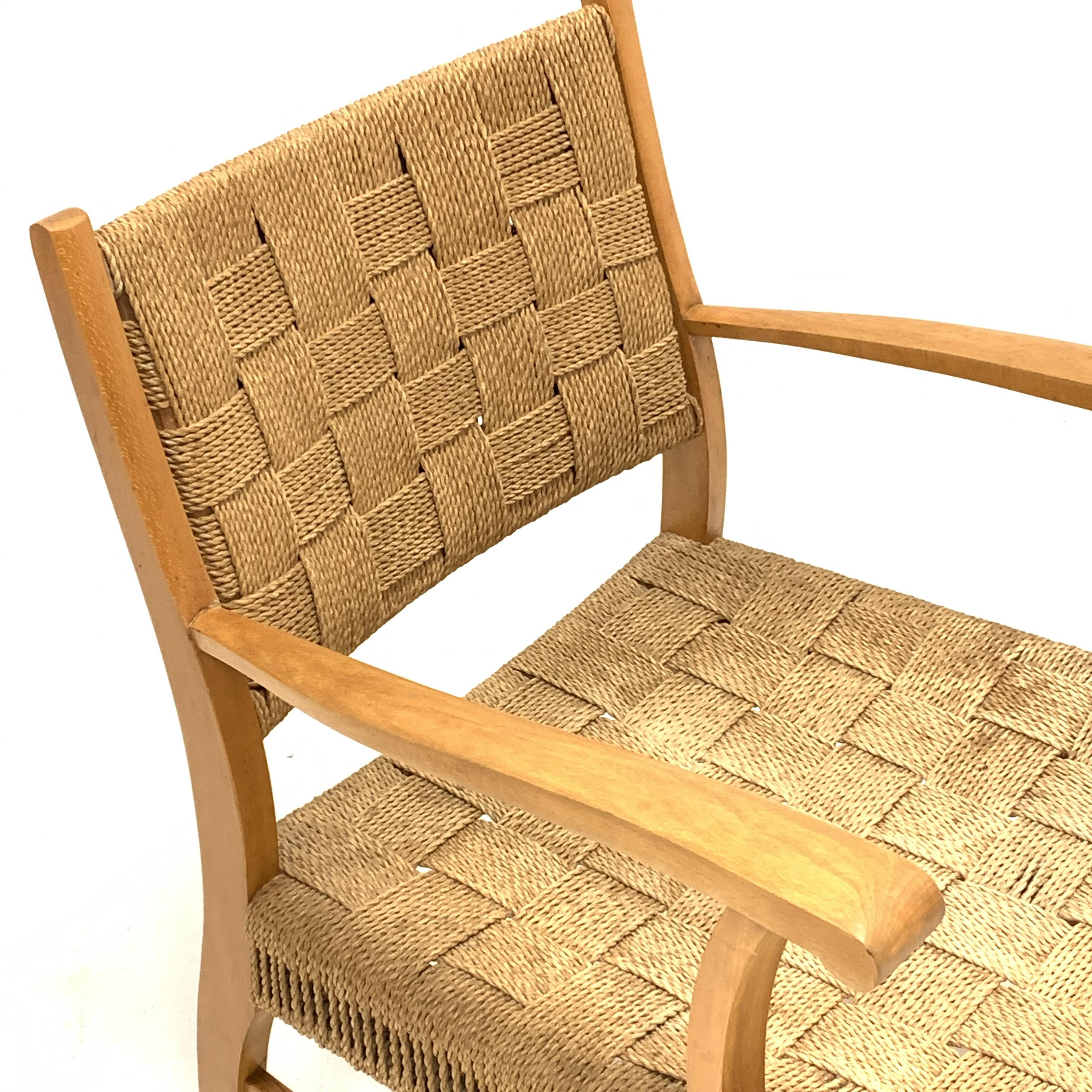 Attributed to Frits Schlegel - Danish beech and cord lounge chair, circa. 1940s, W60cm - Image 2 of 5
