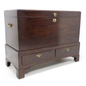 George II mahogany silver chest, the chest enclosed by moulded hinged lid on base fitted with two