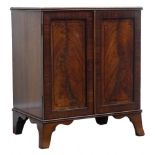 Regency ebony strung mahogany medal or coin collectors cabinet, with reeded top, two panel doors