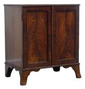 Regency ebony strung mahogany medal or coin collectors cabinet, with reeded top, two panel doors