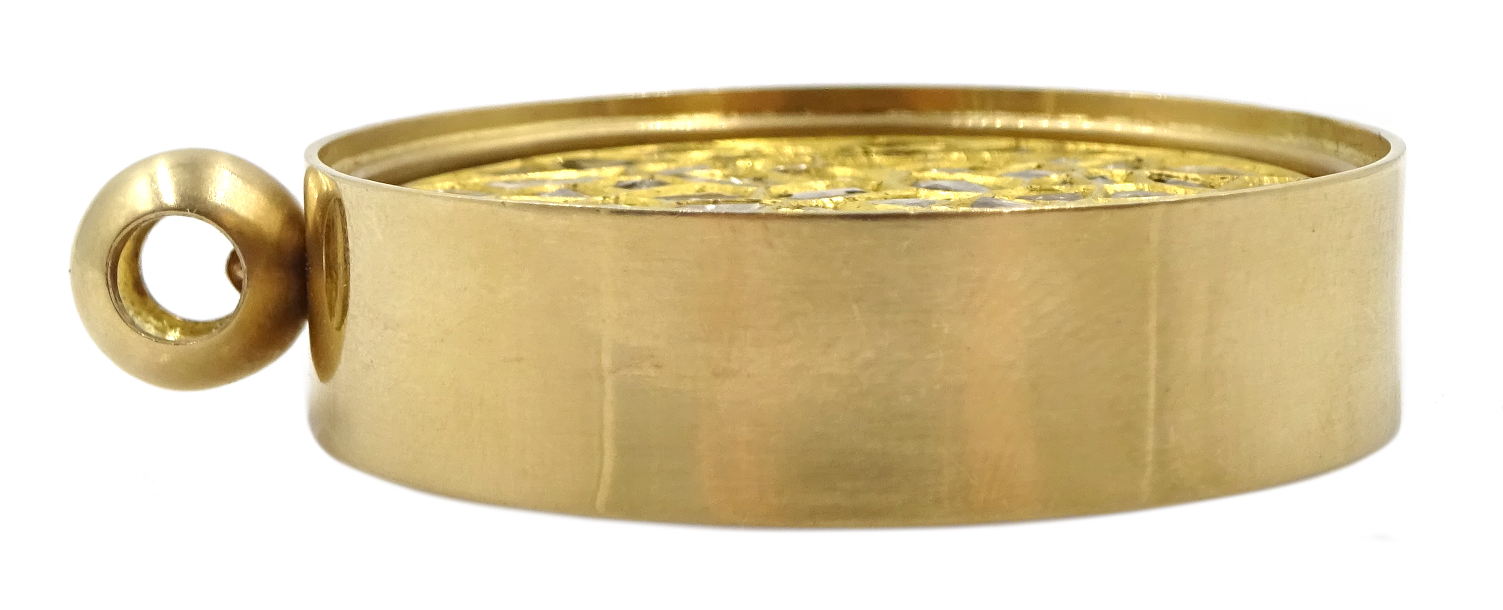 18ct gold swivel pendant polki diamonds kundan set in 24ct gold, the reverse set with black and - Image 3 of 3