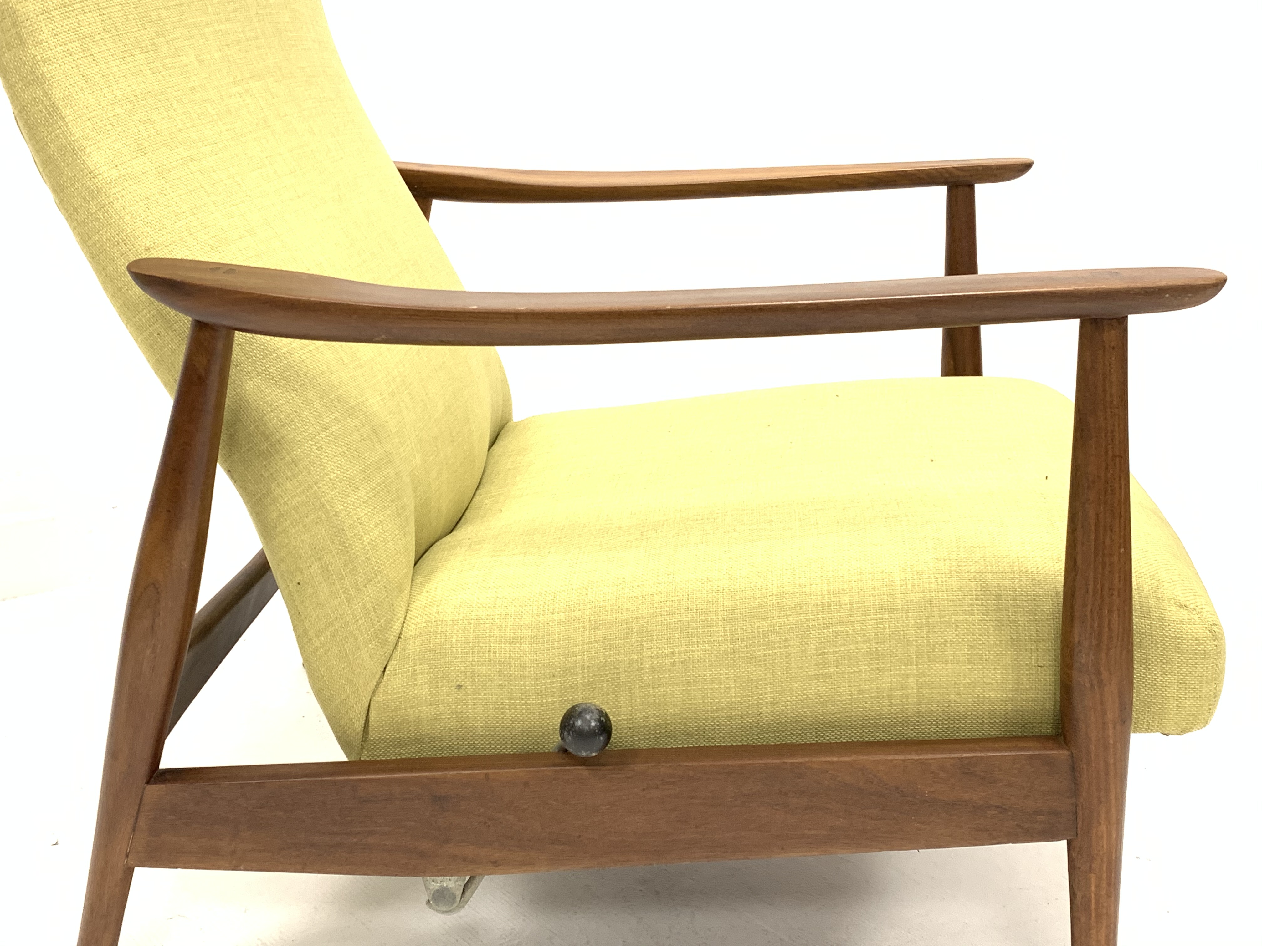 Milo Baughman - Danish teak framed rocking and reclining lounger armchair with rest lever, - Image 2 of 5