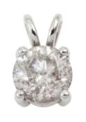 18ct white gold round brilliant cut diamond pendant, diamond 1.46 carat, with World Gemological