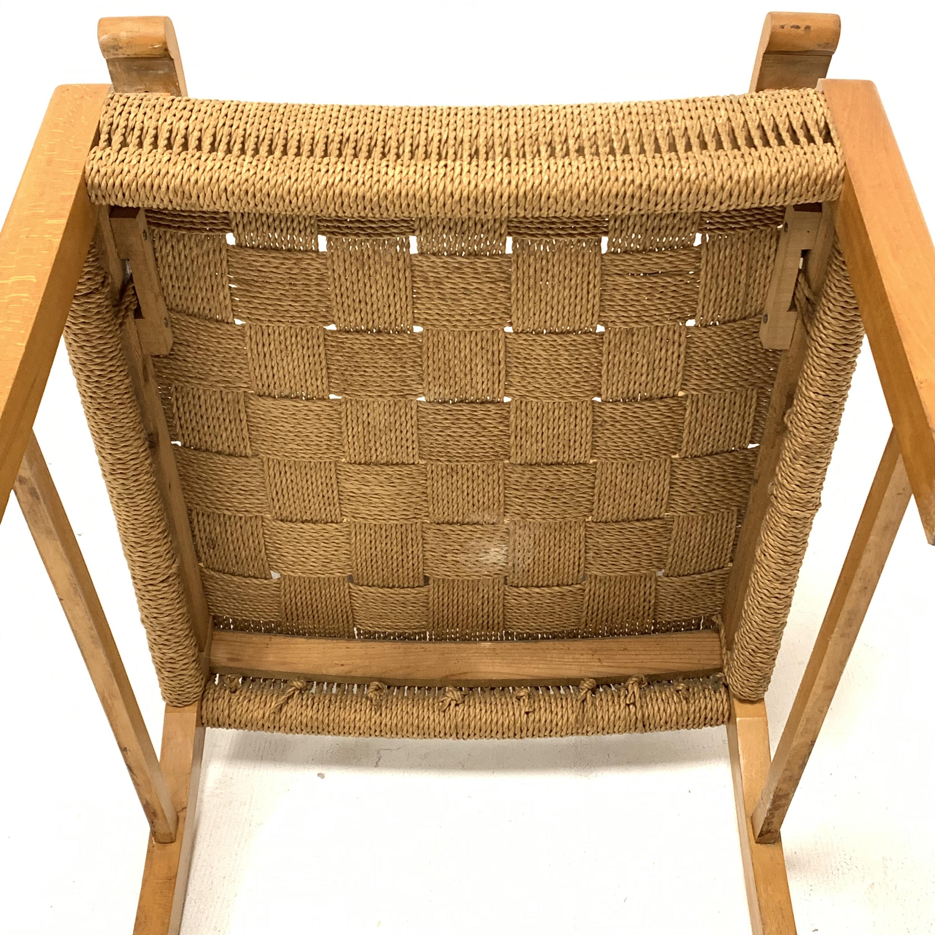 Attributed to Frits Schlegel - Danish beech and cord lounge chair, circa. 1940s, W60cm - Image 5 of 5