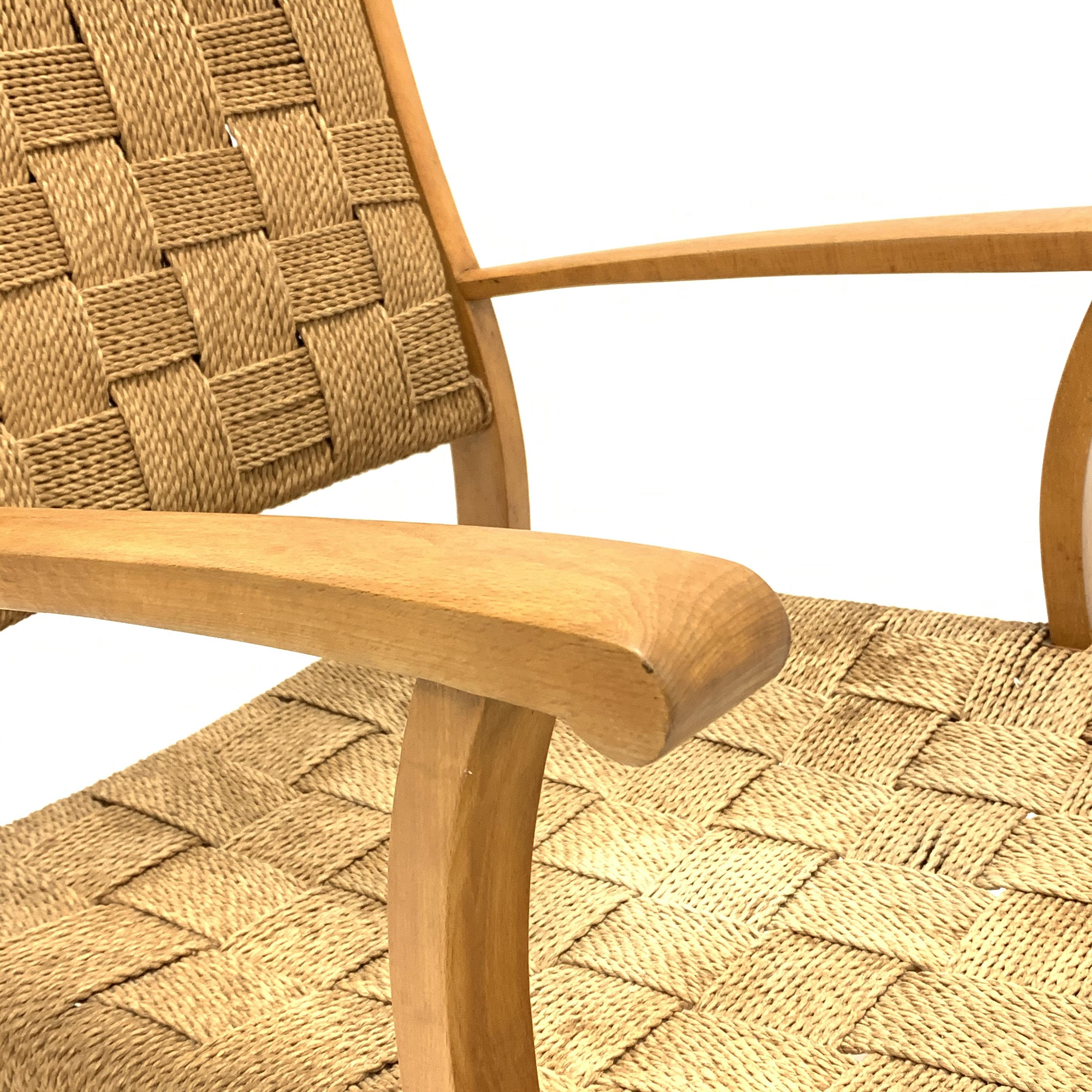 Attributed to Frits Schlegel - Danish beech and cord lounge chair, circa. 1940s, W60cm - Image 3 of 5
