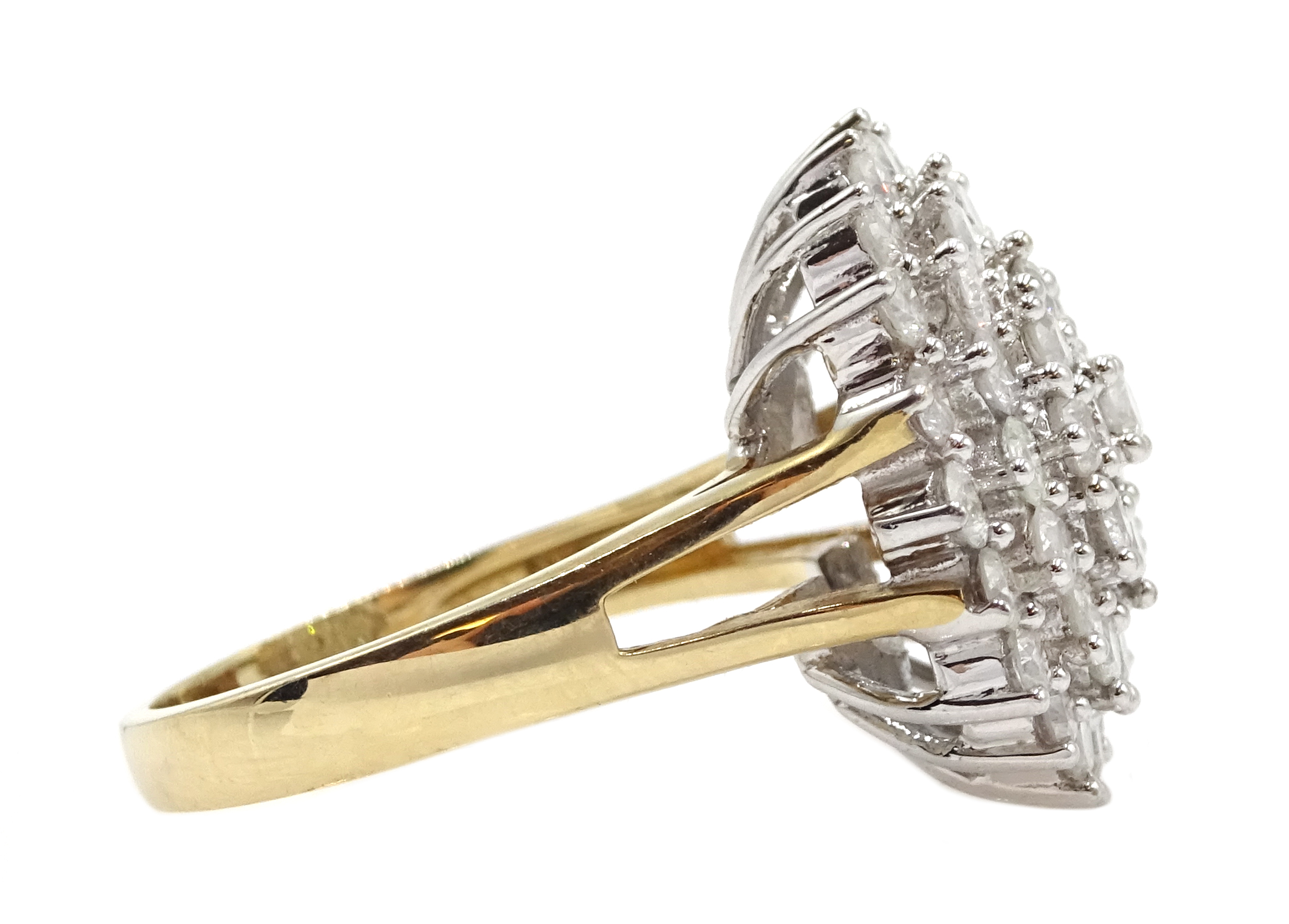 9ct gold cluster ring set with diamonds, diamond total weight approx 2.00 carat - Image 4 of 7