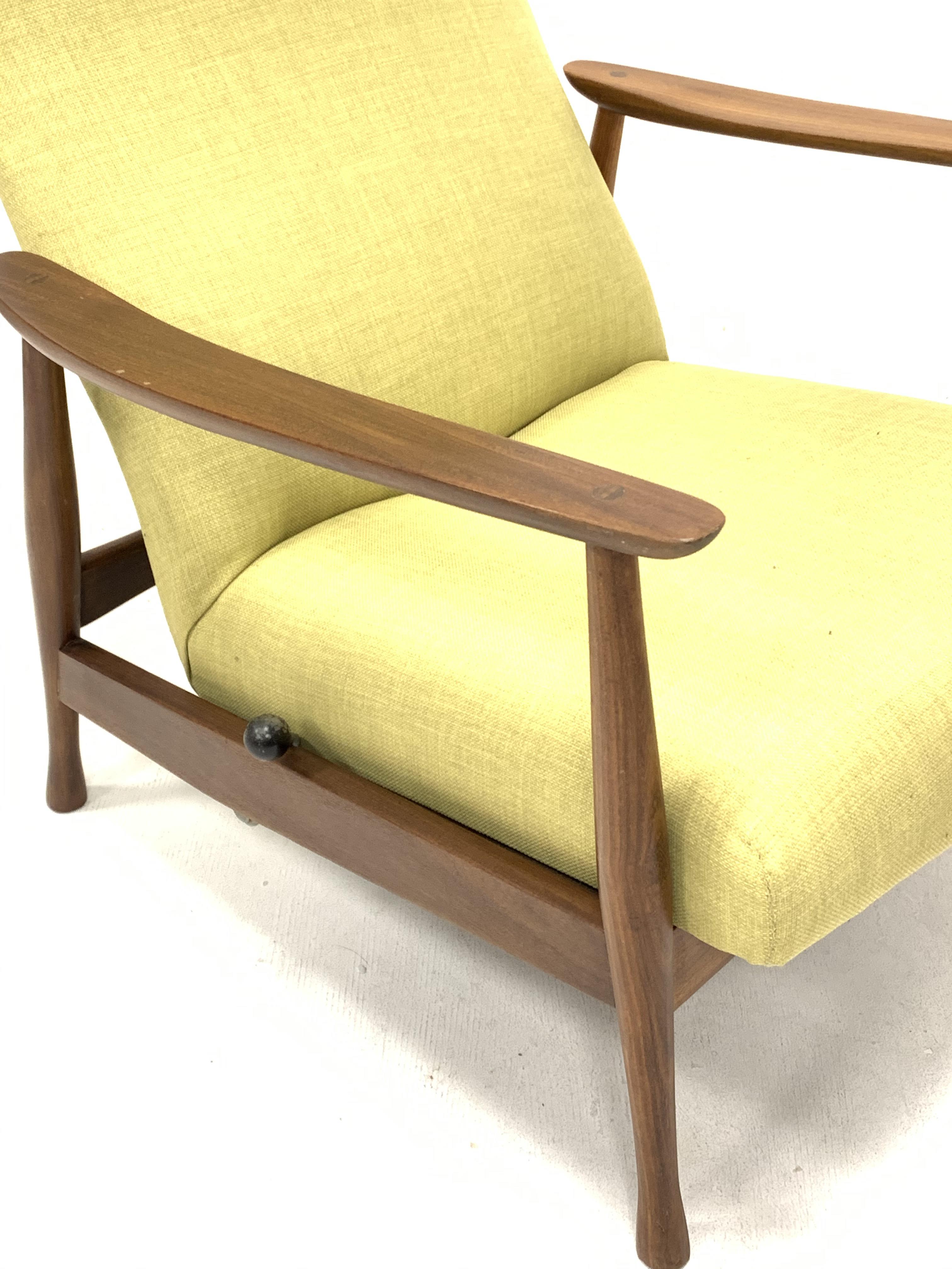 Milo Baughman - Danish teak framed rocking and reclining lounger armchair with rest lever, - Image 4 of 5