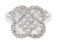 18ct white gold and diamond cluster ring, diamond total weight approx 1.25 carat, free UK mainland