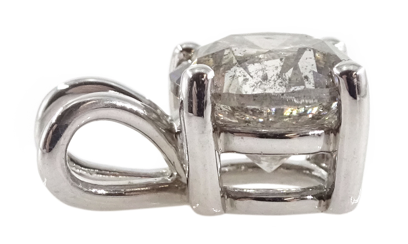 18ct white gold round brilliant cut diamond pendant, diamond 1.46 carat, with World Gemological - Image 2 of 3