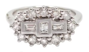 18ct white gold and diamond cluster ring, diamond total weight 0.75 carat, free UK mainland shipping