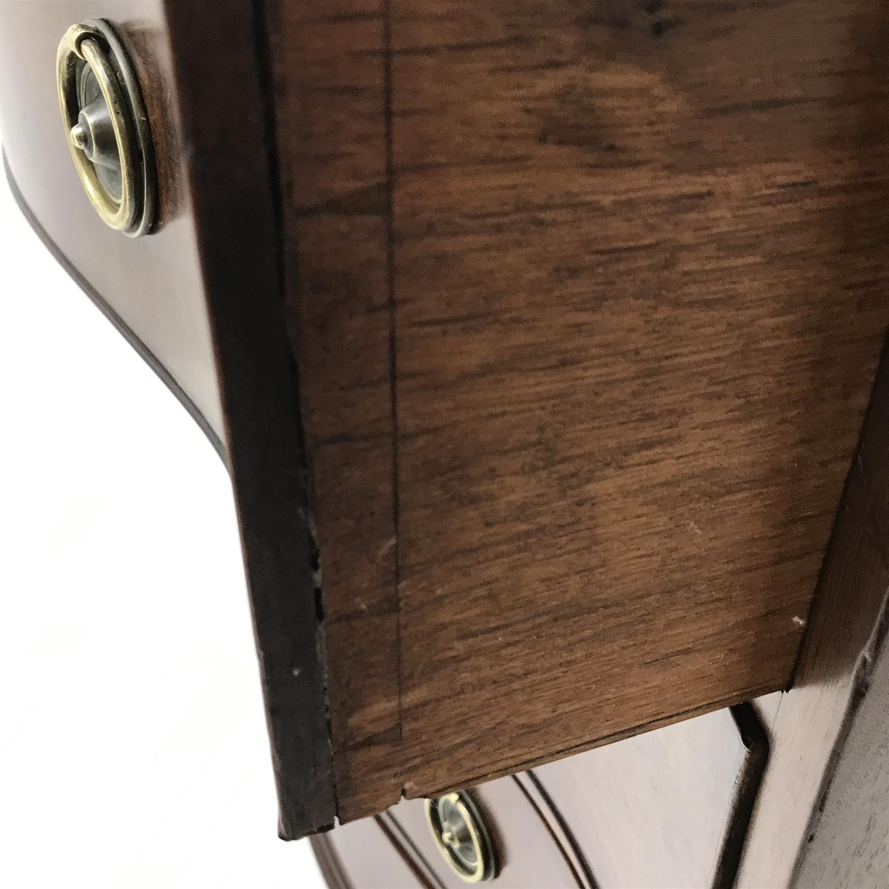 Hepplewhite period serpentine mahogany chest, figured top with banding, four long drawers with - Image 6 of 7