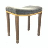 Elizabeth II limed oak Coronation stool with upholstered seat, stamp to the interior seat rail, with