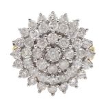 9ct gold cluster ring set with diamonds, diamond total weight approx 2.00 carat, free UK mainland