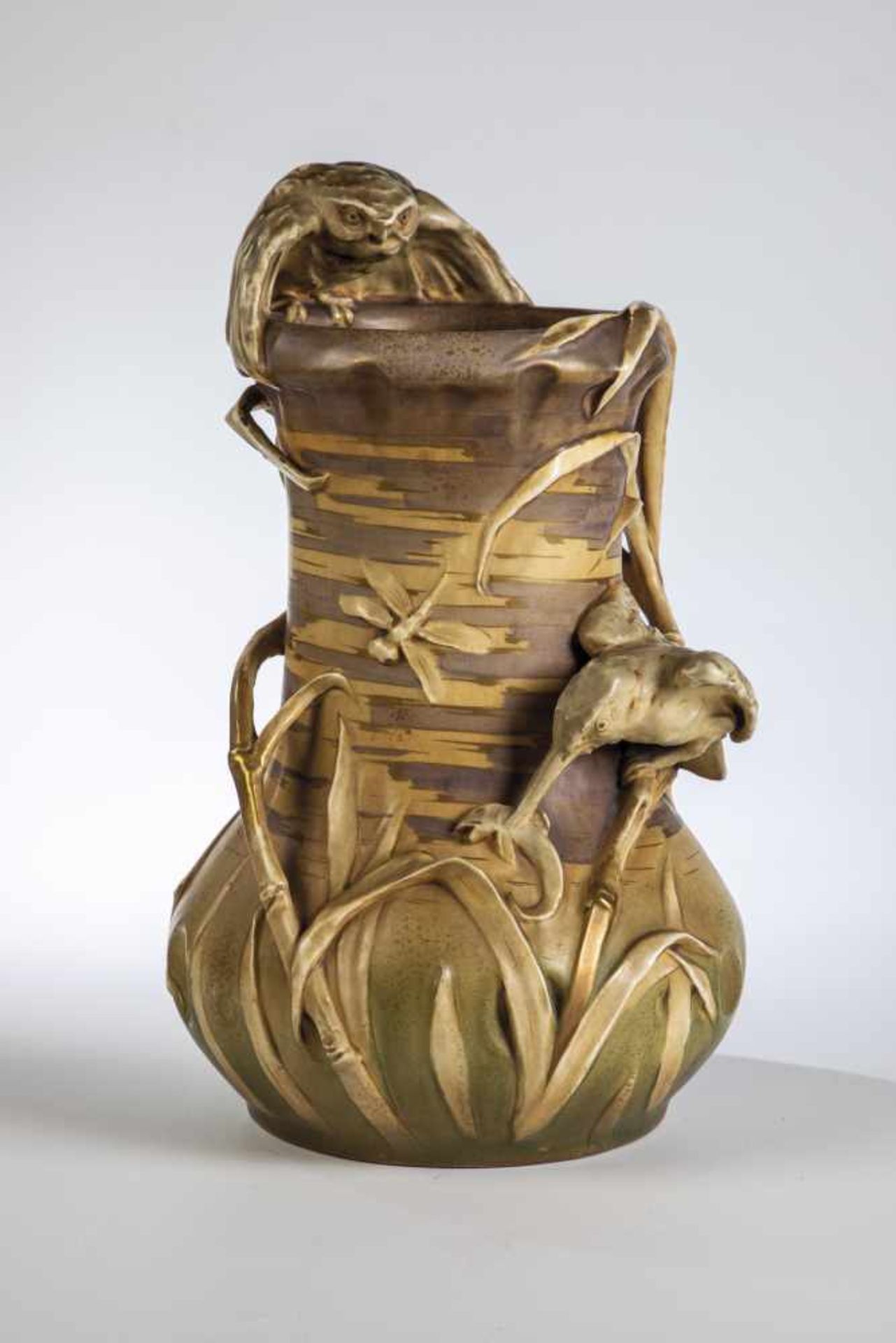 Große Vase mit Eisvogel und Käuzchen"Amphora" - Werke, Riessner, Stellmacher & Kessel, Turn-