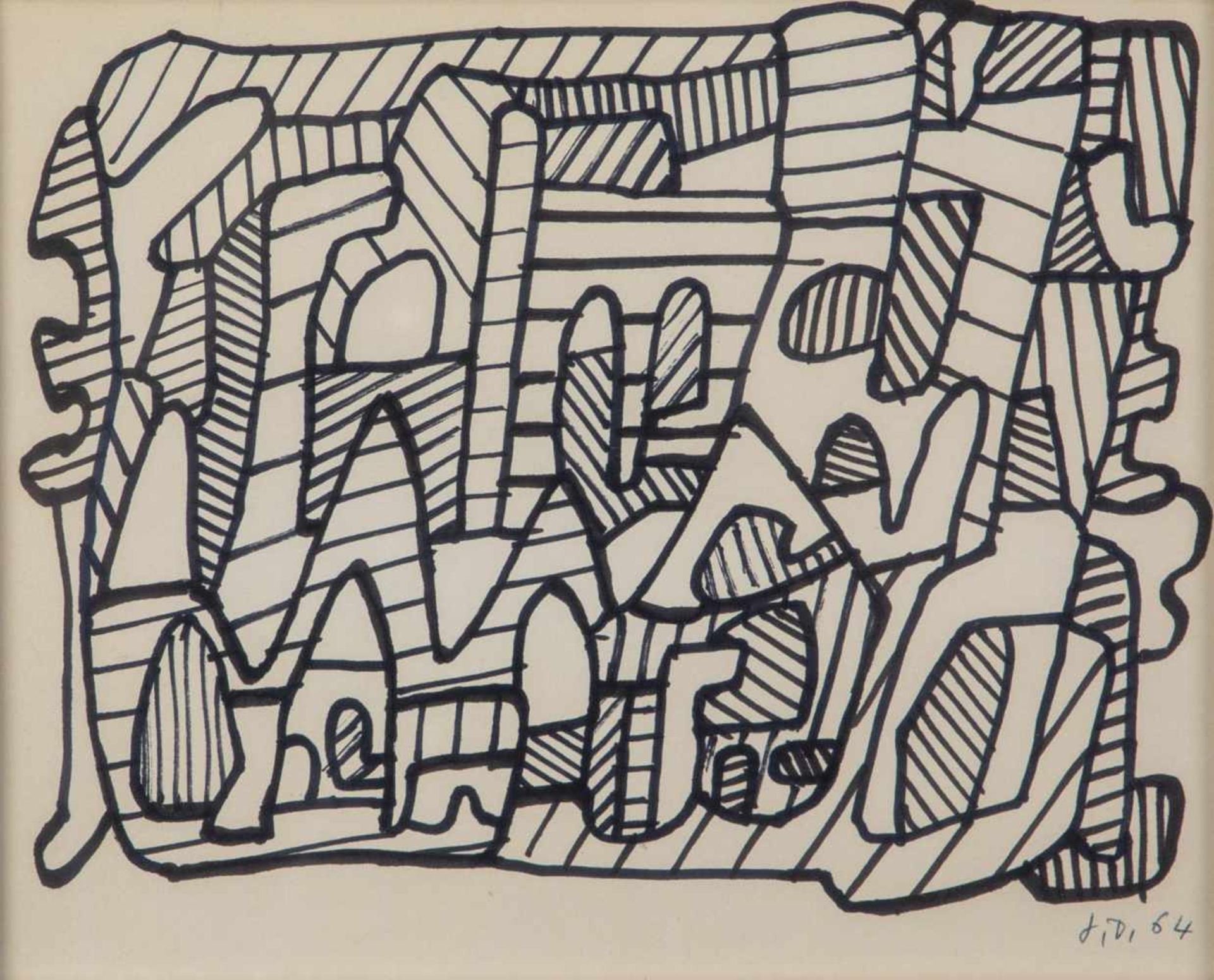 Jean Dubuffet. 1901 Le Havre - 1985 Paris. Cathedral. Felt-tip pen on paper. Monogrammedlower