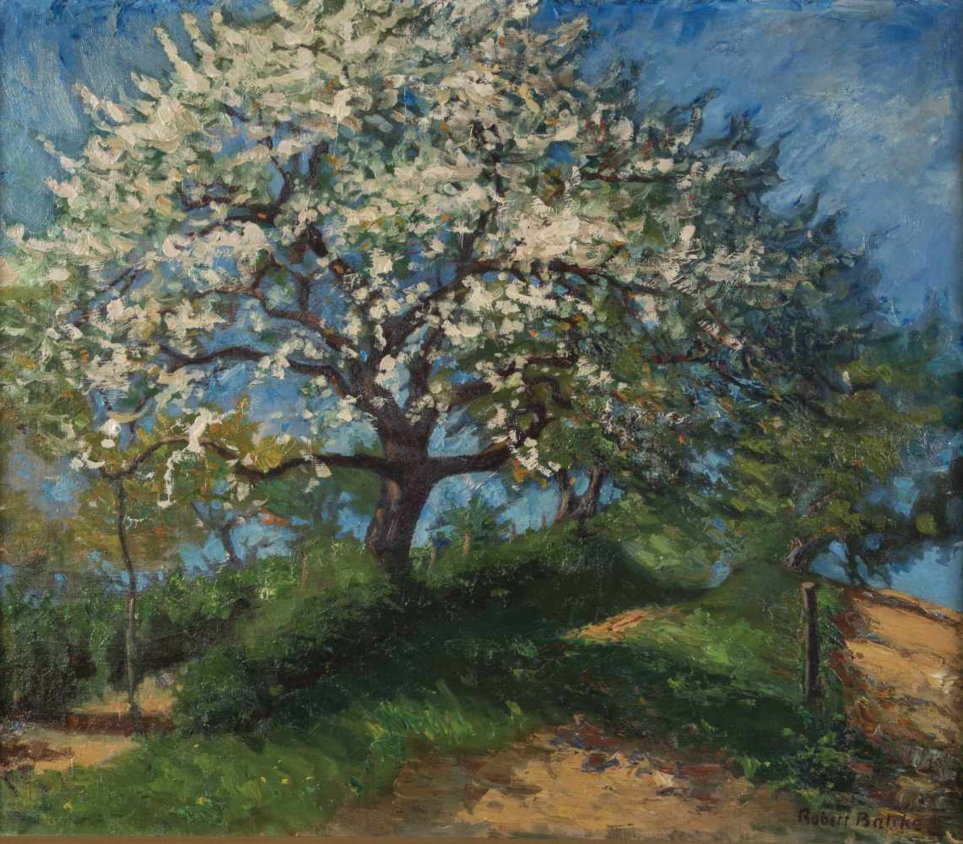 Robert Balcke. 1880 Schwiebus - 1945 Berlin. Blossom tree in Werder. Oil on canvas. Signedlower