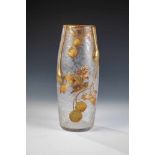 Vase mit PlataneLegras & Cie., Verreries de Saint Denis, um 1900 Farbloses Glas. Auf eisglasartig