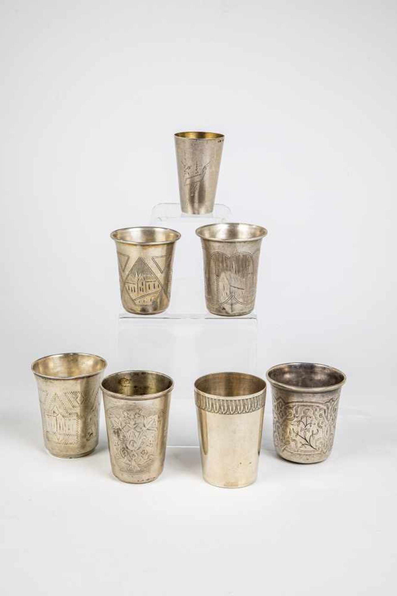 Seven silver beakers. Russia, 1857 (one), 1896-1908 (two), 1908-1917 (two)/ Soviet Union,1927-