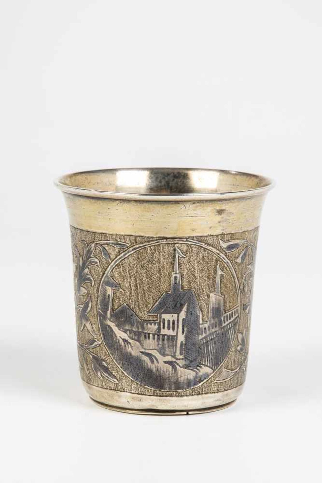 A silver and niello beaker. Russia, Jaroslavl, Alexej F. Kolotochin, 1842-1876. Body withnielloed