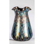Vase mit galvanisiertem Feinsilber-Dekor "rubin Phänomen Gre 6893"