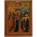 Kleine Ikone "die Gottesmutter erscheint dem Heiligen Sergej von Radonesch"
