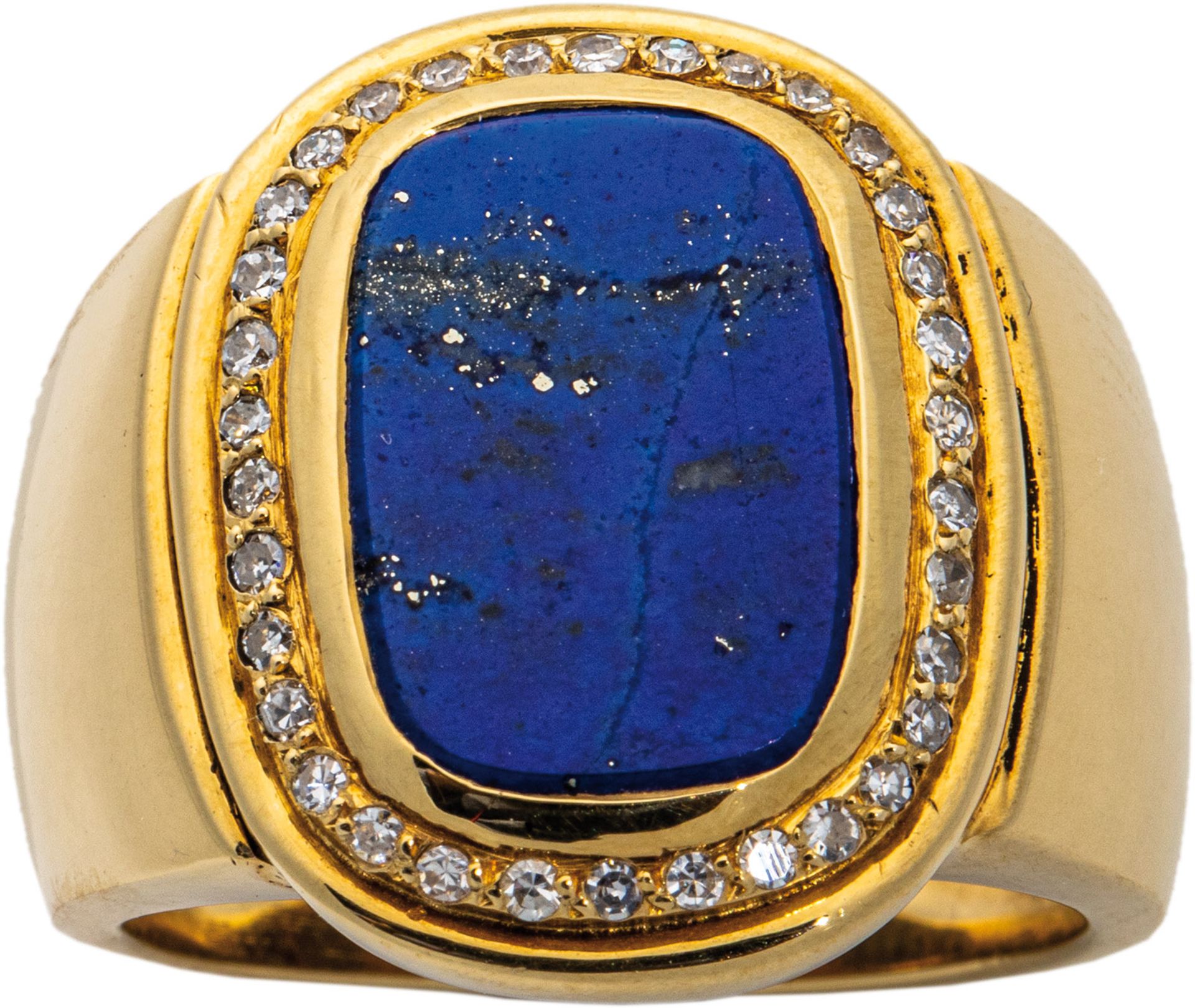 Goldring mit Lapis-Lazuli und Diamanten