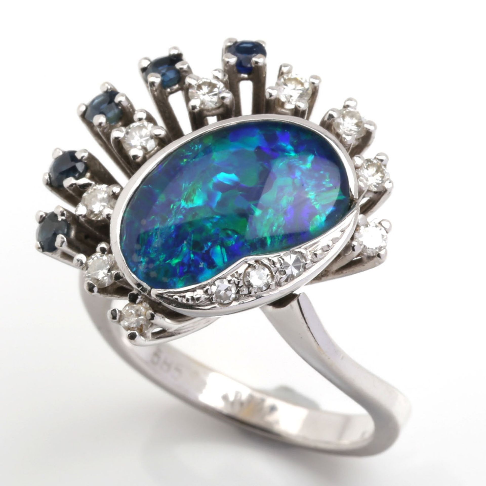 OPAL - SAPPHIRE - DIAMOND - RING