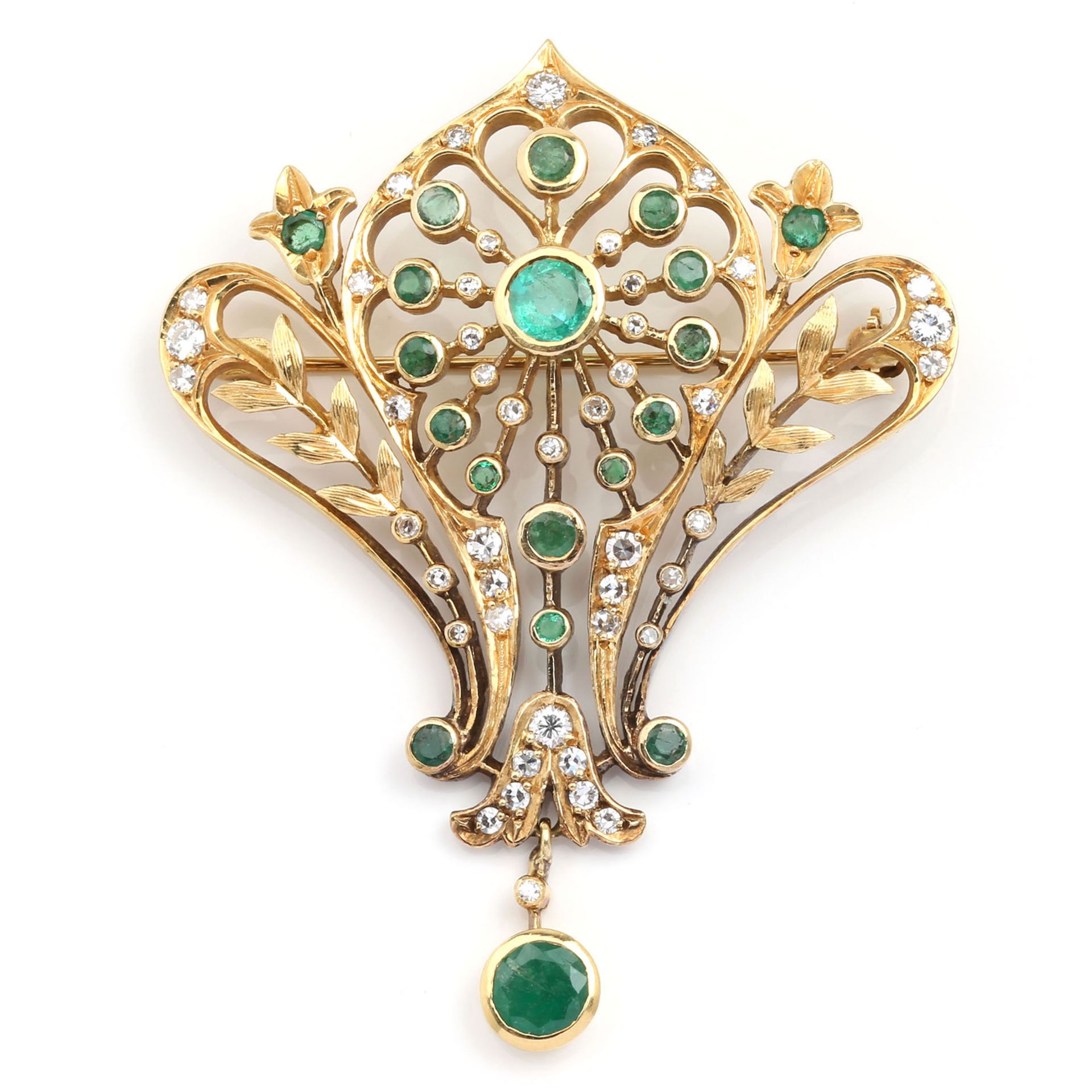 EMERALD - DIAMOND - PENDANT / BROOCH