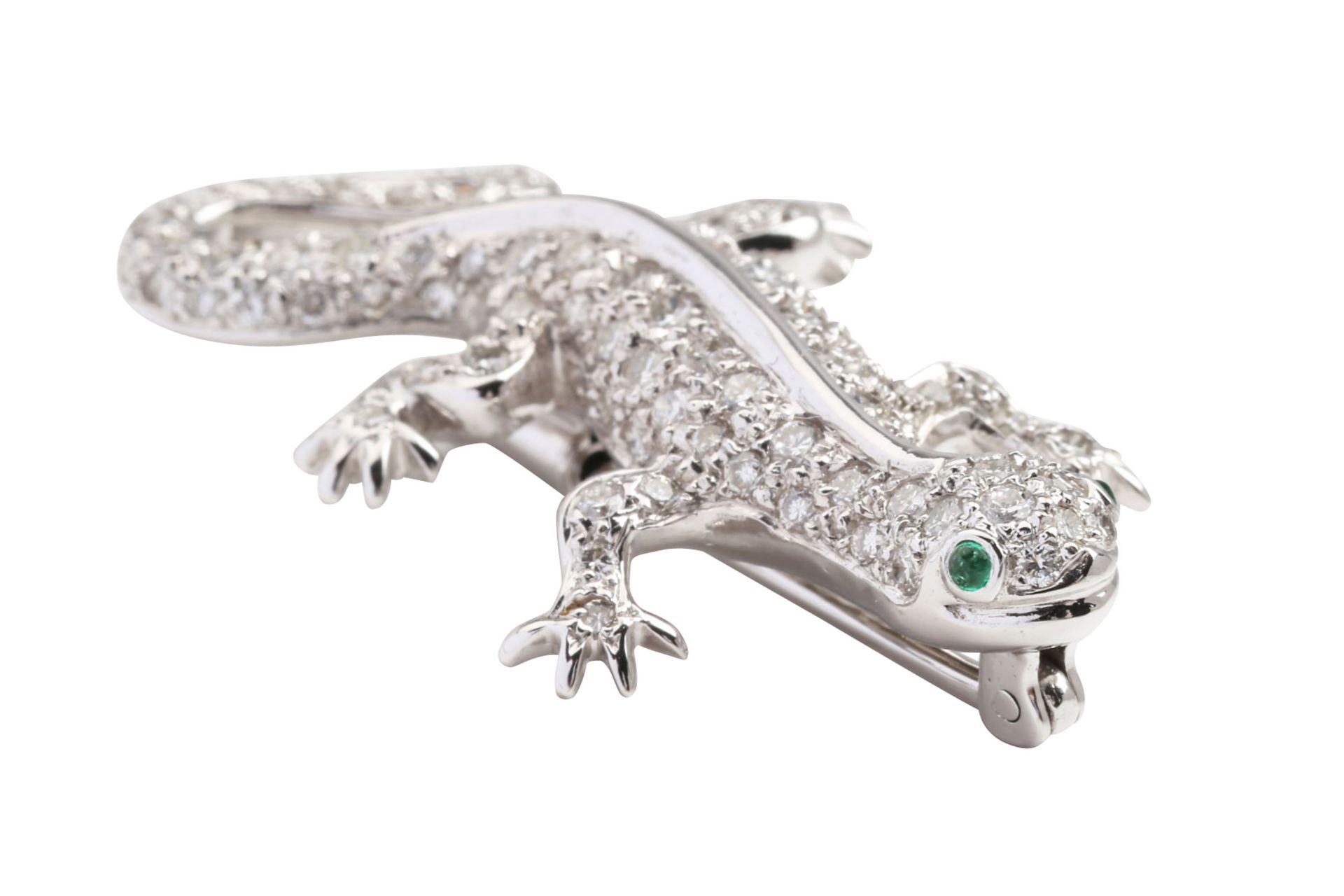 DIAMOND - EMERALD - BROOCH - Image 5 of 9